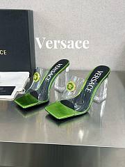 Versace Medusa Transparent Green Leather Sandals - 1