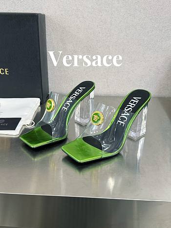 Versace Medusa Transparent Green Leather Sandals
