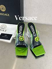 Versace Medusa Transparent Green Leather Sandals - 5