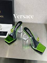 Versace Medusa Transparent Green Leather Sandals - 4