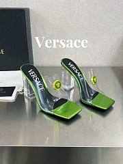 Versace Medusa Transparent Green Leather Sandals - 3