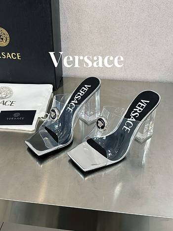 Versace Medusa Transparent Gray Leather Sandals