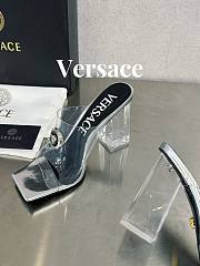 Versace Medusa Transparent Gray Leather Sandals - 5