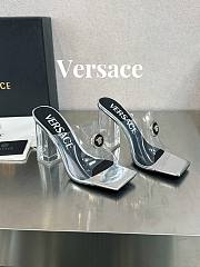 Versace Medusa Transparent Gray Leather Sandals - 4