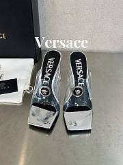 Versace Medusa Transparent Gray Leather Sandals - 3