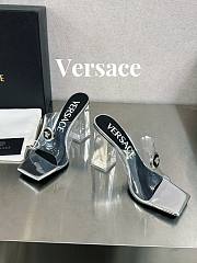 Versace Medusa Transparent Gray Leather Sandals - 2