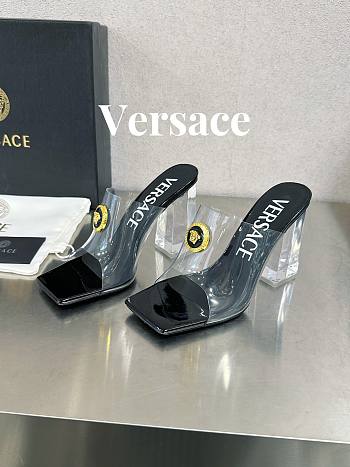 Versace Medusa Transparent Black Leather Sandals