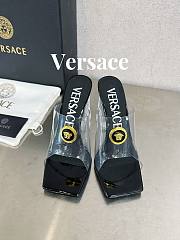 Versace Medusa Transparent Black Leather Sandals - 6