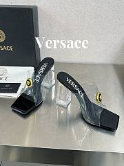 Versace Medusa Transparent Black Leather Sandals - 3