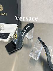 Versace Medusa Transparent Black Leather Sandals - 2