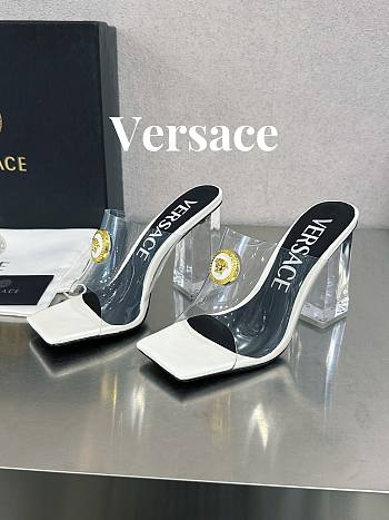 Versace Medusa Transparent White Leather Sandals