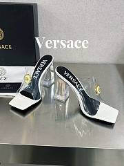 Versace Medusa Transparent White Leather Sandals - 5