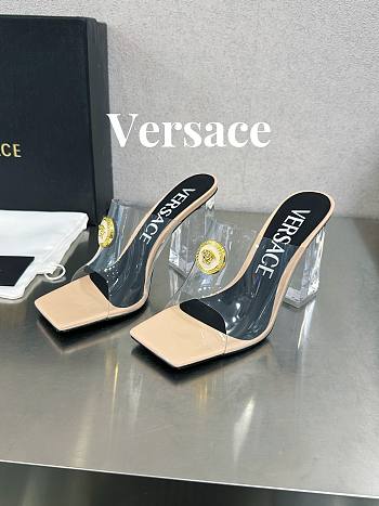 Versace Medusa Transparent Beige Leather Sandals