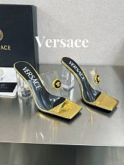 Versace Medusa Transparent Gold Leather Sandals - 4