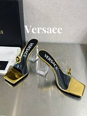 Versace Medusa Transparent Gold Leather Sandals - 2