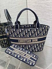 Dior blue monogram embroidery basket bag - 3