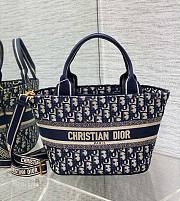 Dior blue monogram embroidery basket bag - 1