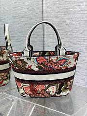 Dior blue red flower embroidery basket bag - 2