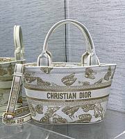 Dior blue white and gold butterfly embroidery basket bag - 1