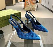 Gucci blue GG velvet heels 10.5mm - 1