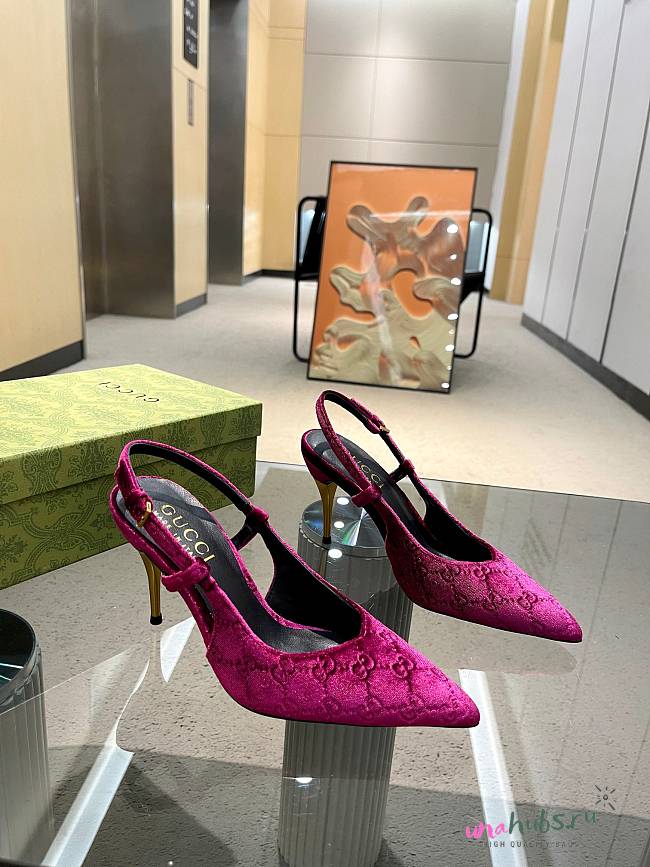 Gucci pink GG velvet heels 10.5mm - 1