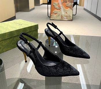 Gucci black GG velvet heels 10.5mm