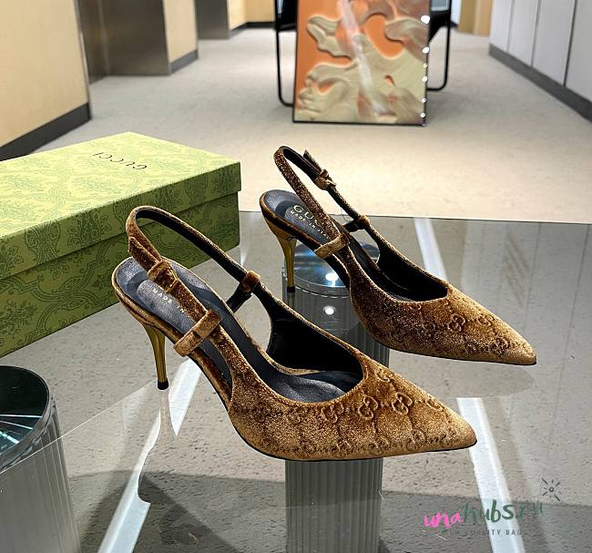 Gucci yellow GG velvet heels 10.5mm - 1