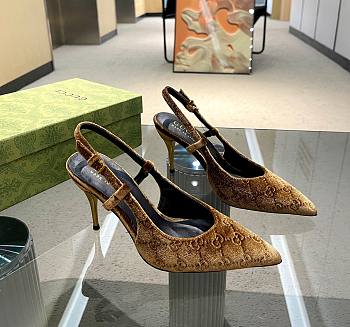 Gucci yellow GG velvet heels 10.5mm