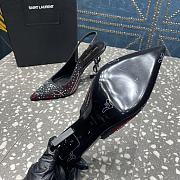 YSL crystal-embellished satin black slingback heels 10.5mm - 5