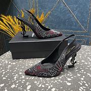 YSL crystal-embellished satin black slingback heels 10.5mm - 4