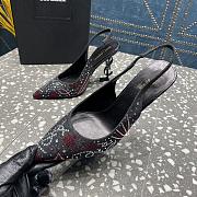 YSL crystal-embellished satin black slingback heels 10.5mm - 2