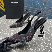 YSL crystal-embellished satin black slingback heels 10.5mm - 3