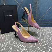 YSL crystal-embellished satin pink slingback heels 10.5mm - 1