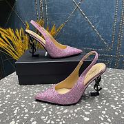 YSL crystal-embellished satin pink slingback heels 10.5mm - 6