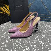 YSL crystal-embellished satin pink slingback heels 10.5mm - 5