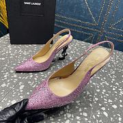 YSL crystal-embellished satin pink slingback heels 10.5mm - 3