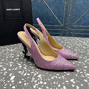 YSL crystal-embellished satin pink slingback heels 10.5mm - 2