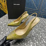 YSL crystal-embellished satin yellow slingback heels 10.5mm - 6