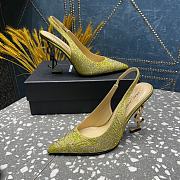 YSL crystal-embellished satin yellow slingback heels 10.5mm - 5