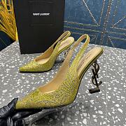 YSL crystal-embellished satin yellow slingback heels 10.5mm - 4