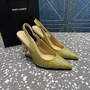 YSL crystal-embellished satin yellow slingback heels 10.5mm - 3