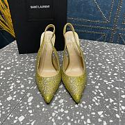 YSL crystal-embellished satin yellow slingback heels 10.5mm - 2