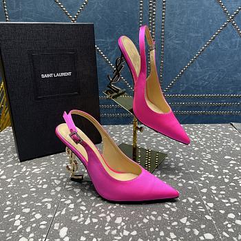 YSL satin pink slingback heels 10.5mm