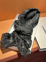 Chanel logo pattern black  square scarf - 4