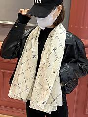 Chanel logo pattern white square scarf  - 3