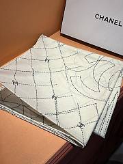 Chanel logo pattern white square scarf  - 2