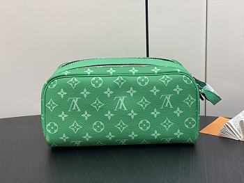 Louis Vuitton Dopp Kit Toiletry green leather pouch 