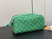 Louis Vuitton Dopp Kit Toiletry green leather pouch  - 2