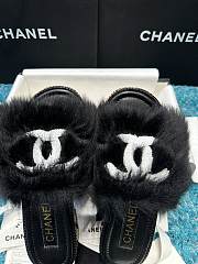 Chanel Black Fur Mules  - 3