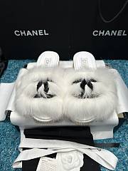 Chanel White Fur Mules - 1